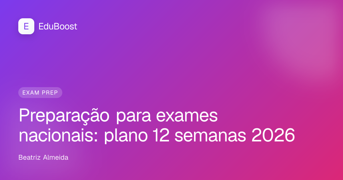 Aluno a estudar com um plano de estudo estruturado, caneta e livros sobre a mesa