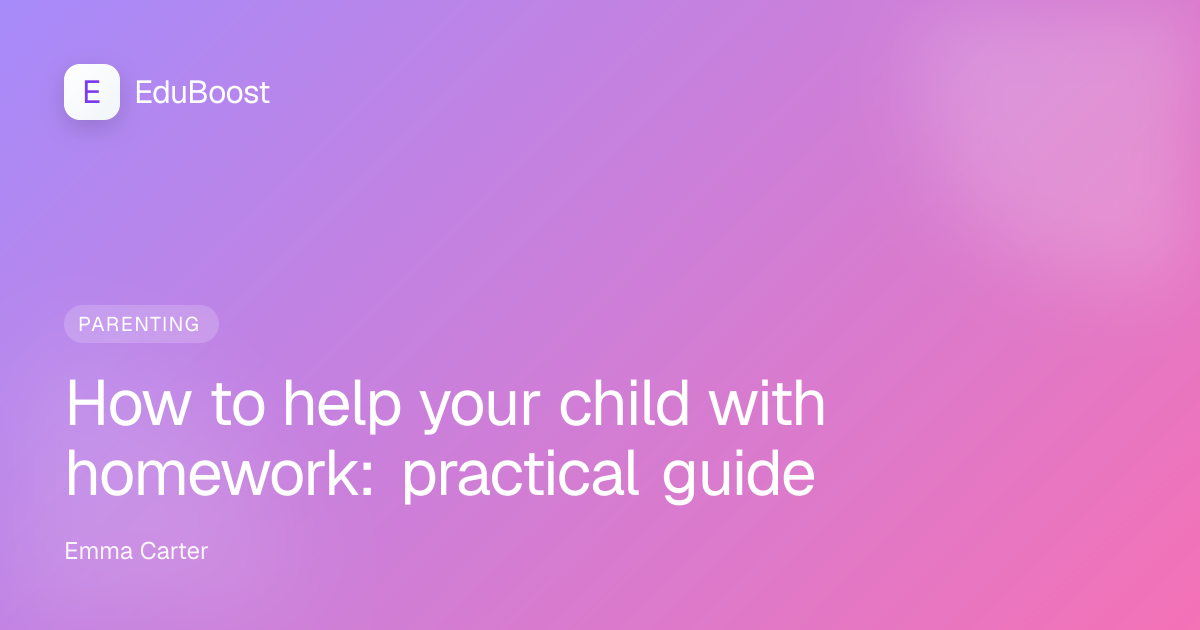 Parent and child working together on homework at kitchen table
