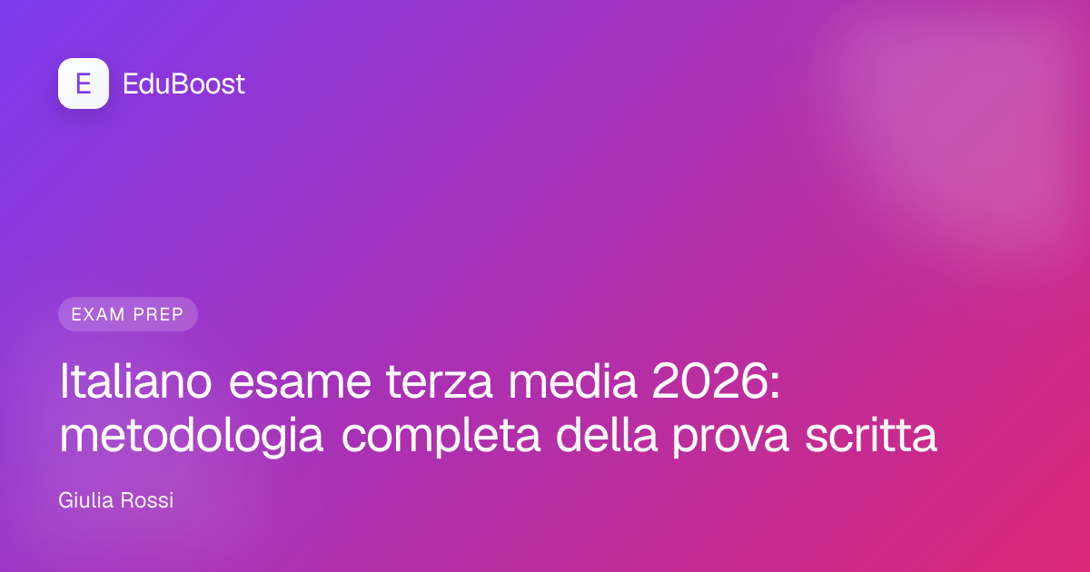 Quaderno di italiano aperto con penna, pronto per la prova scritta dell'esame di terza media