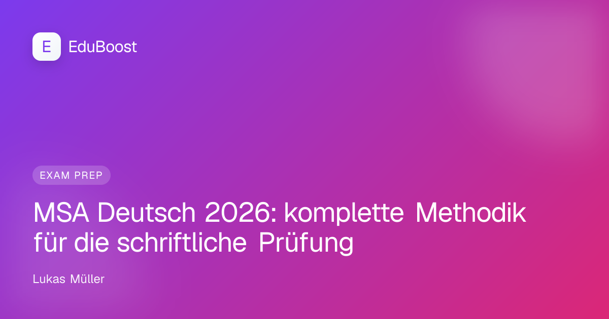 Aufgeschlagenes Deutschheft mit Stift, bereit für die schriftliche MSA-Deutschprüfung