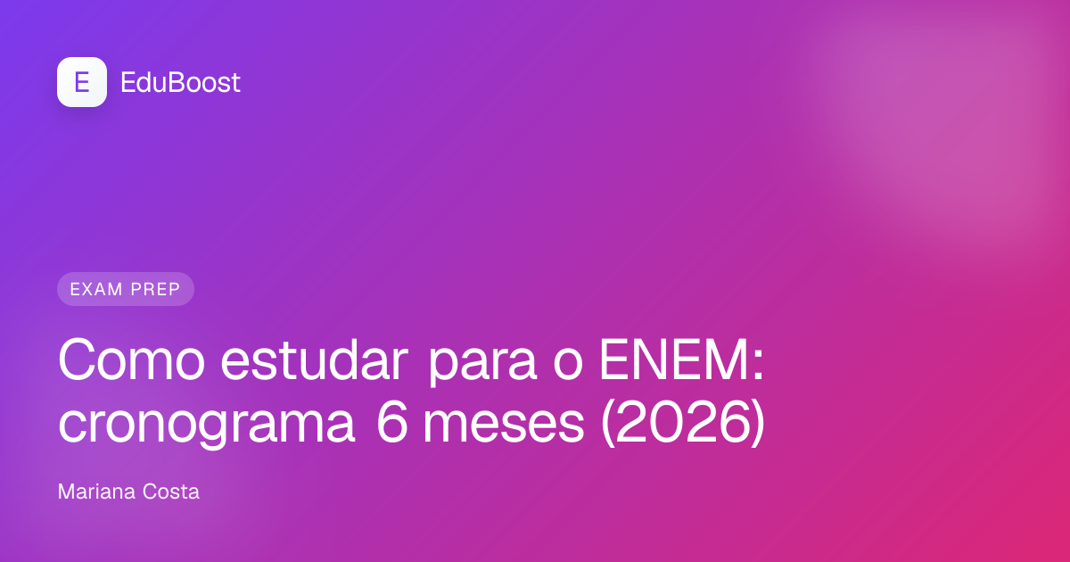 Aluno estudando em mesa com cronograma visual e materiais de preparação