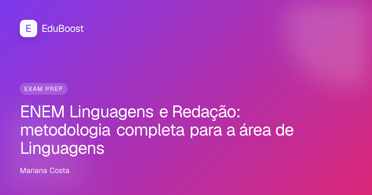 Caderno aberto com caneta, pronto para a prova de Linguagens do ENEM