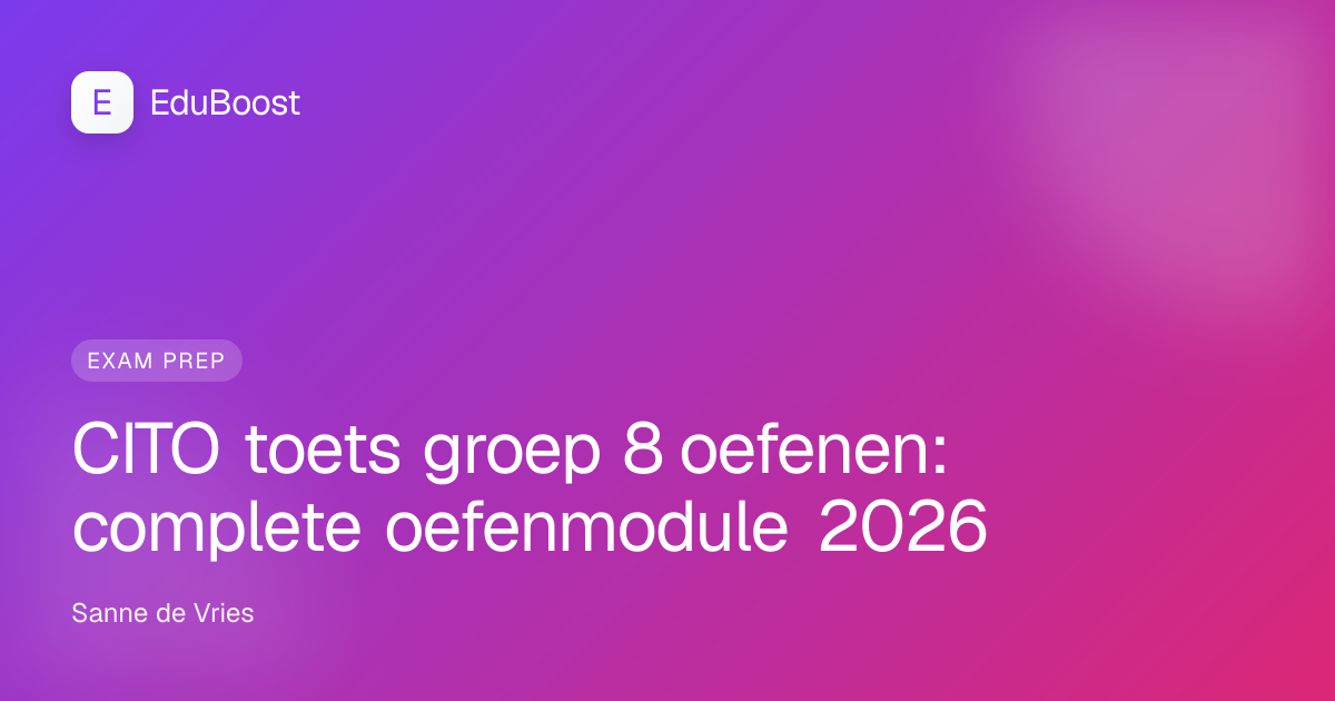 Leerling uit groep 8 aan het oefenen voor CITO toets met werkboek