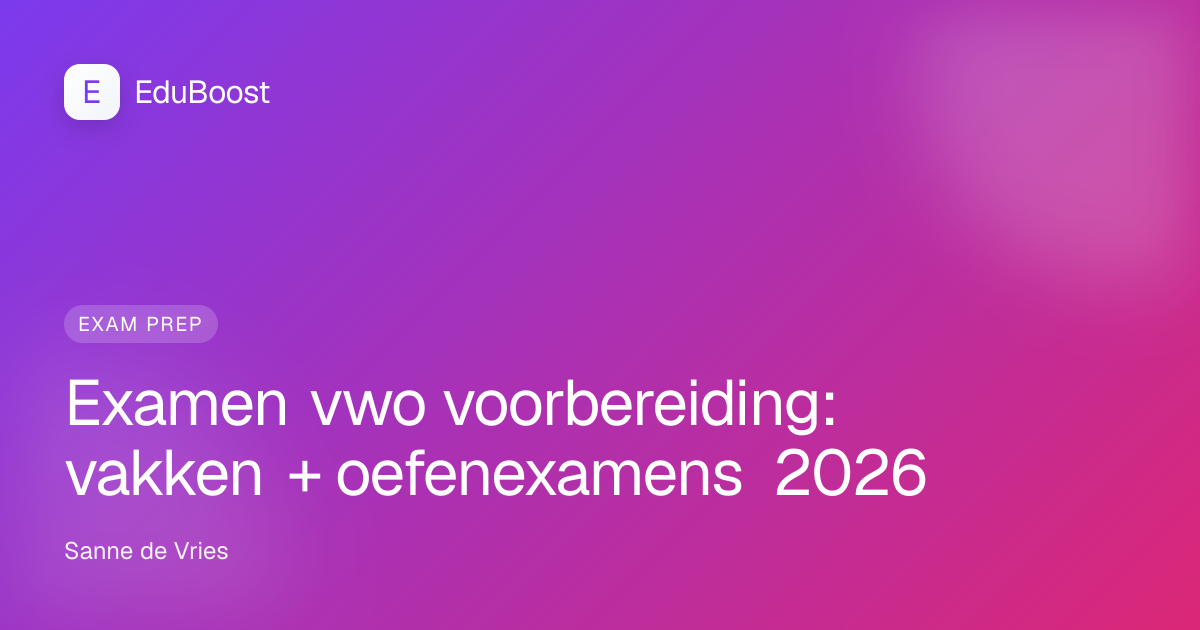 VWO-leerling voorbereiding eindexamen met studiecursus en notities