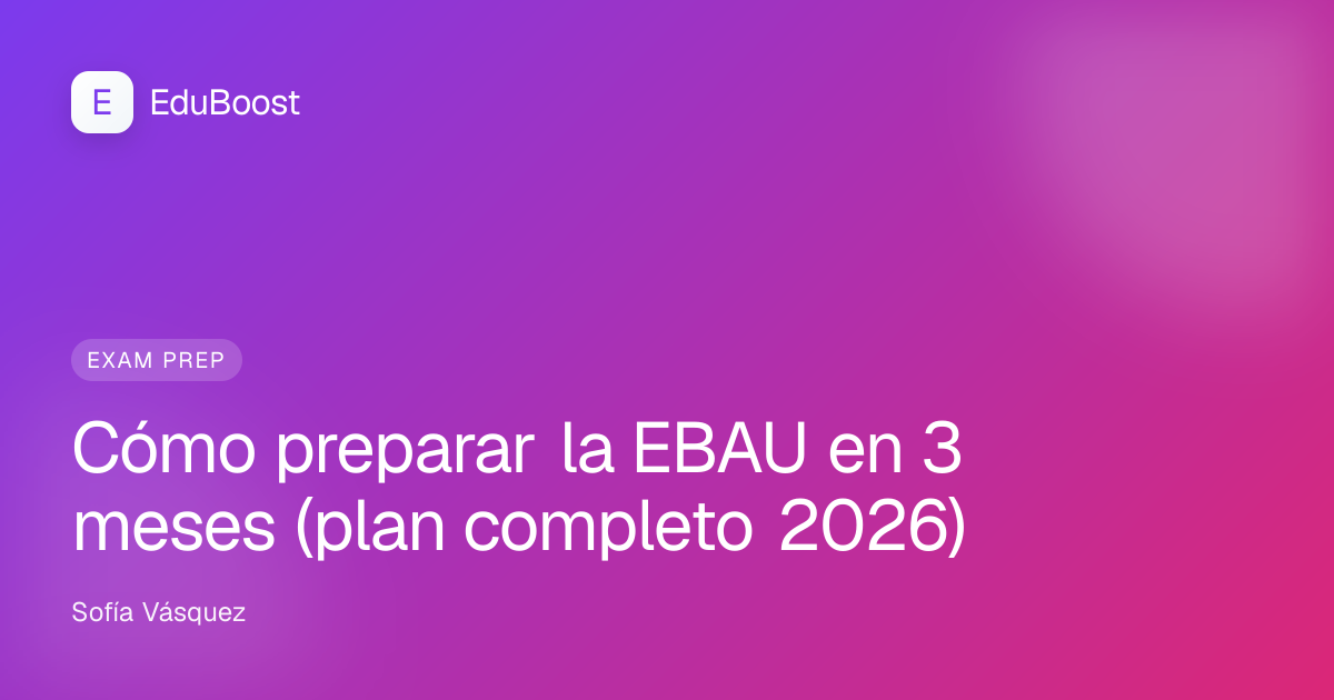 Estudiante de bachillerato preparando EBAU con libros y cuadernos en su escritorio